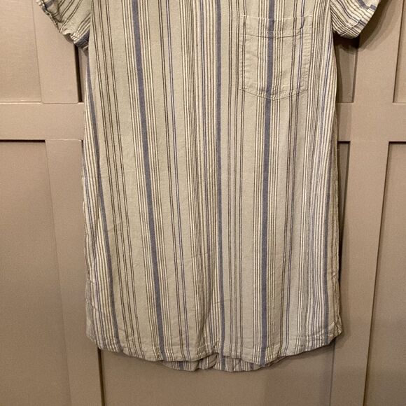 CLOTH & Stone Anthropologie Linen Blend Striped Shirt Dress Button Back Size XS - Picture 8 of 14